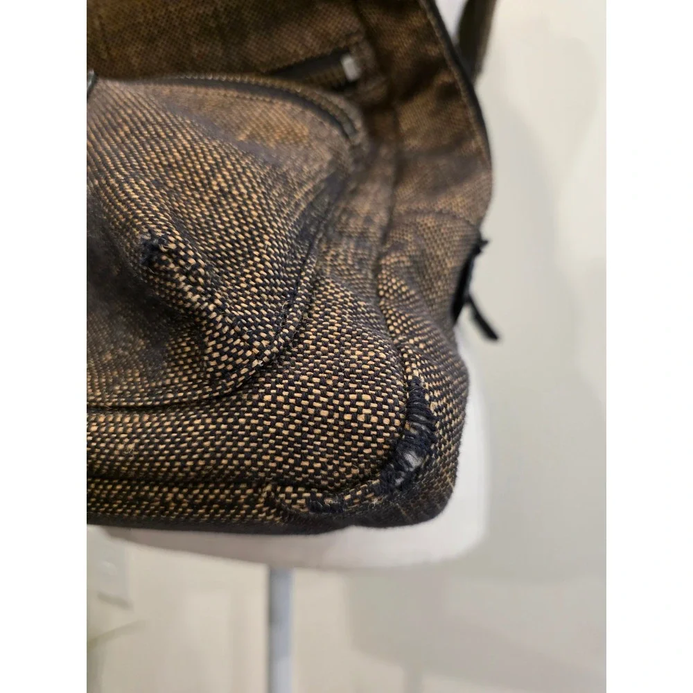 FRYE‎ Ivy Nylon Backpack Brown Black Grunge Distressed Travel